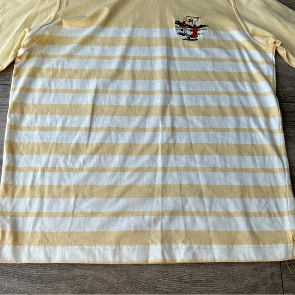 Vintage Tail Baby Yellow Striped Golf Embroidery Relaxed Fit Cotton Short Sleeve - Picture 5 of 12